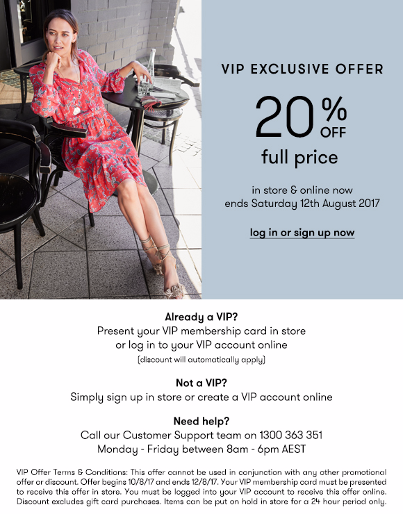 Sussan VIPs: 20% off full price starts now!