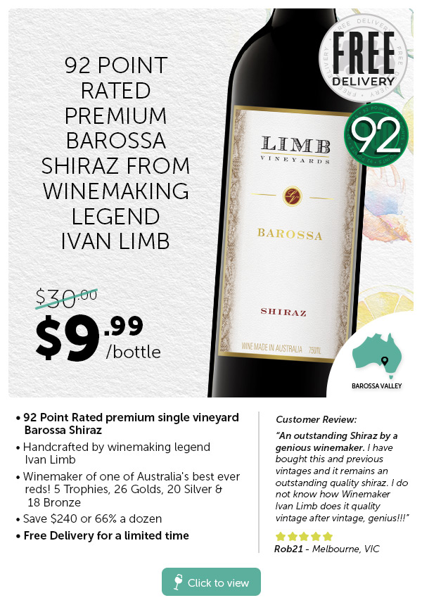 Limb Single Vineyard Barossa Valley Shiraz 2016  $9.99