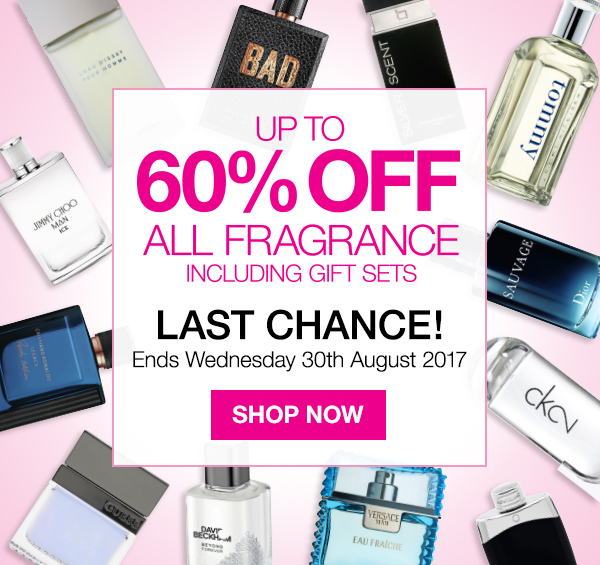 Last chance for up to 60% off fragrance!