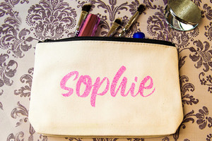 Personalised Canvas Make-Up Bags – $12