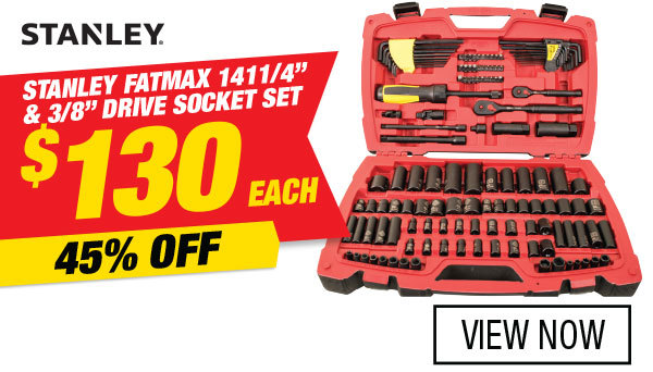 Stanley Fatmax 1411/4″ & 3/8″ Drive Socket Set ONLY  $130