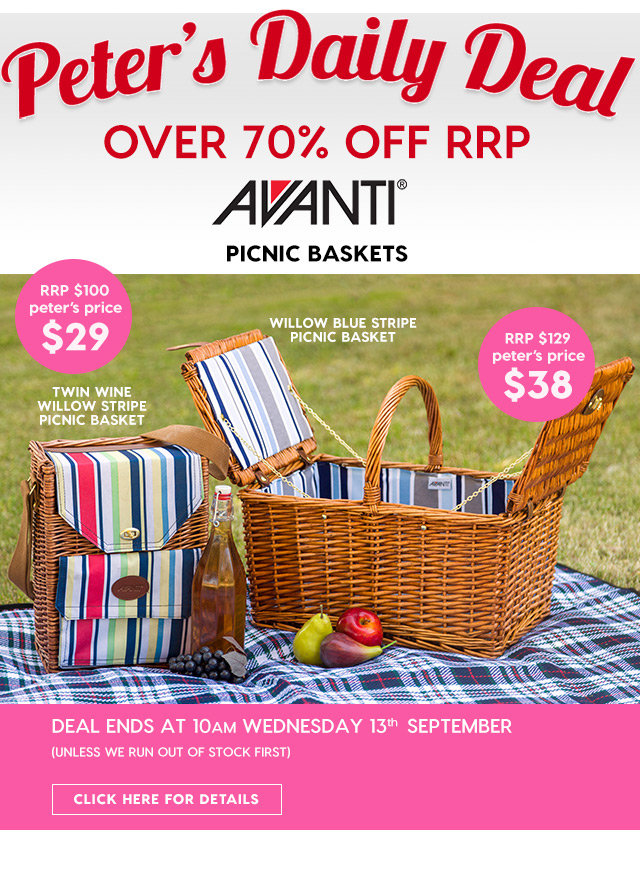 Over 70% off RRP – Avanti Picnic Baskets.