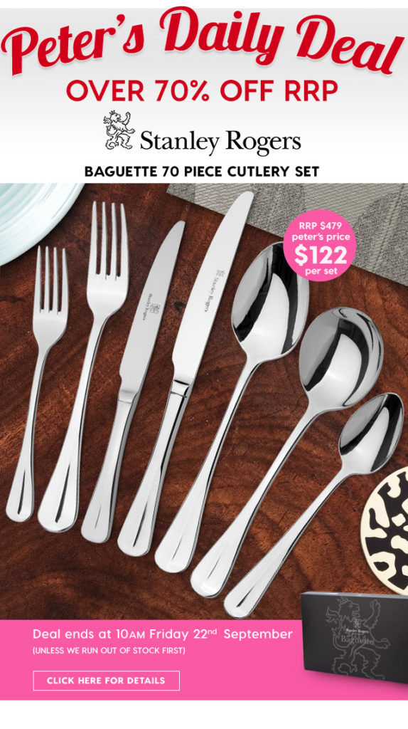 Over 70% off RRP – Stanley Rogers Baguette 70 Piece Cutlery Set.