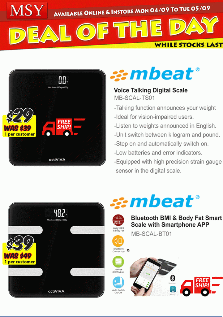 Fitness Goodness Are On Sale with Free Shipping Too! mbeat – Voice talking digital Scale