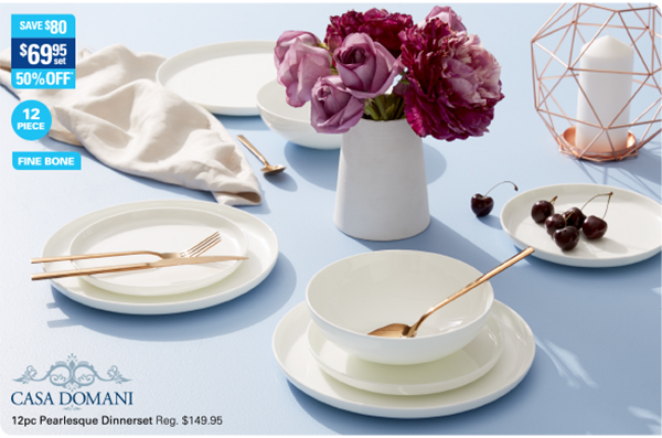 CASA DOMANI Pearlesque Dinnerset Coupe 12pc 50% OFF