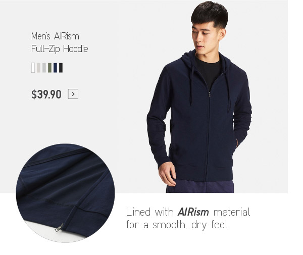 MEN AIRism Long Sleeve Full-Zip Hoodie $39.90