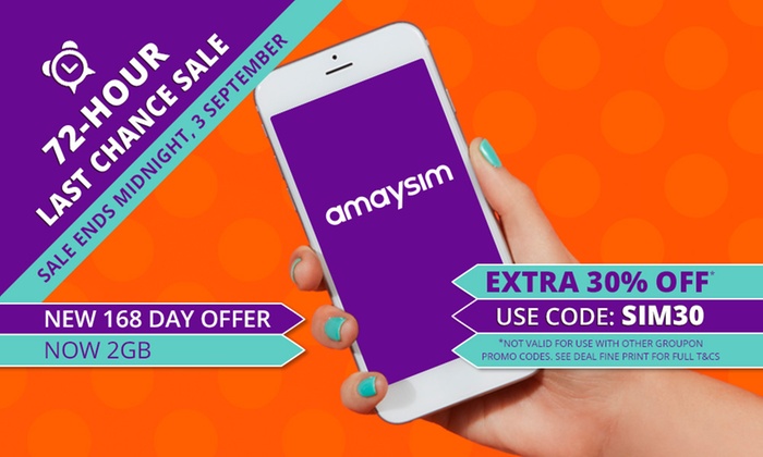 EXTRA 30% OFF AMAYSIM Unlimited 2GB Mobile Plan $39