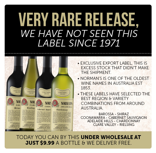 RARE 46 Years In The Making: Excess Stock Clear Under $10, Barossa Shiraz, Clare Riesling, Coonawarra Cab, A/Hills Chard.