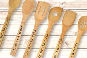 Personalised Bamboo Kitchen Utensils … Just $18 for a Set of Six