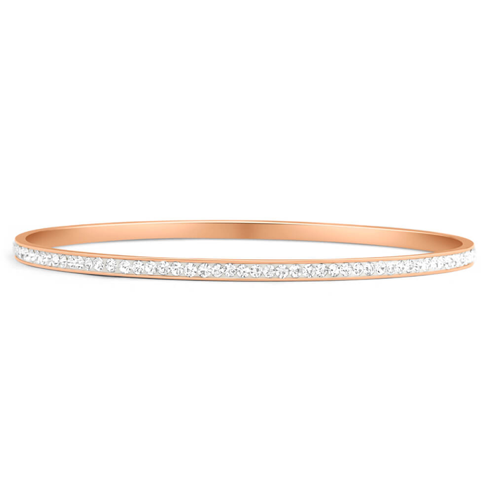 ROSE GOLD PLATED STAINLESS STEEL CRYSTAL BANGLE ONLY $29.99