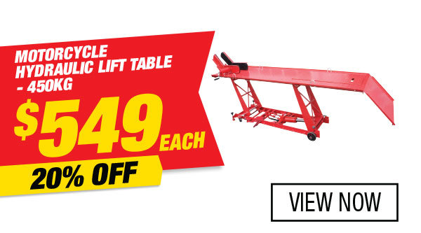 Motorcycle Hydraulic Lift Table – 450kg for $549