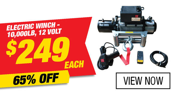 Electric Winch – 10,000lb, 12 Volt  Now $249.00 each