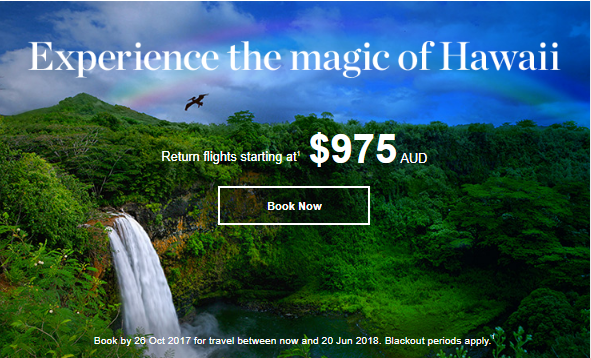 See Hawaii’s natural beauty for as low as $975 AUD Return
