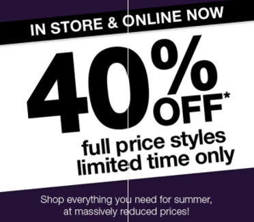 On now! 40% off all the new you need.