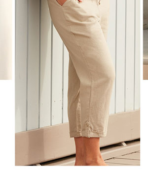 Crop Drag Up Linen Rich Pant for $30