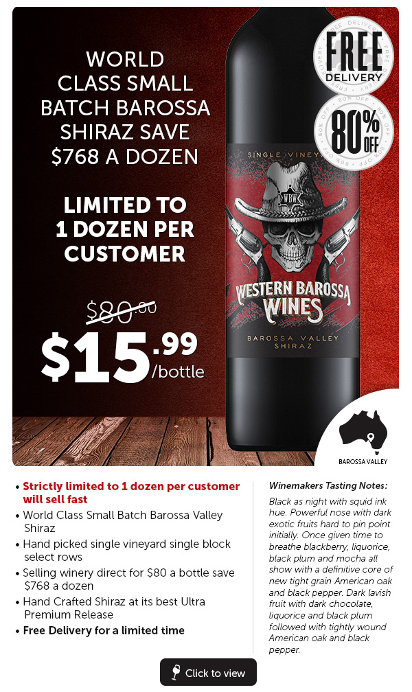 Western Barossa Wines Barossa Valley Shiraz 2016 for $ 15 .99 ea