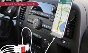 Smartphone Magnetic Car Air Vent Mount and Three-Port Charger Bundle: One ($12) or Two ($19)