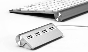 Four-Port Aluminium USB Hub with a Shielded Cable: One ($9.95)