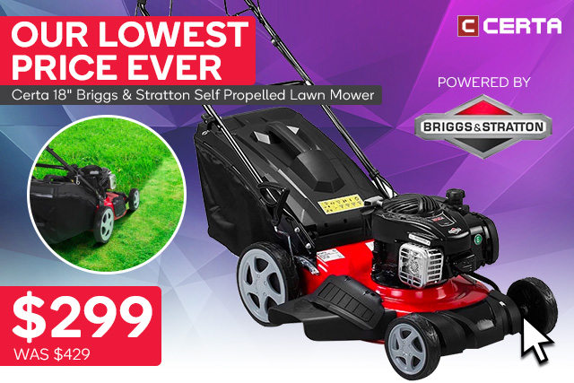 Certa 18″ Briggs & Stratton Self Propelled Lawn Mower $299