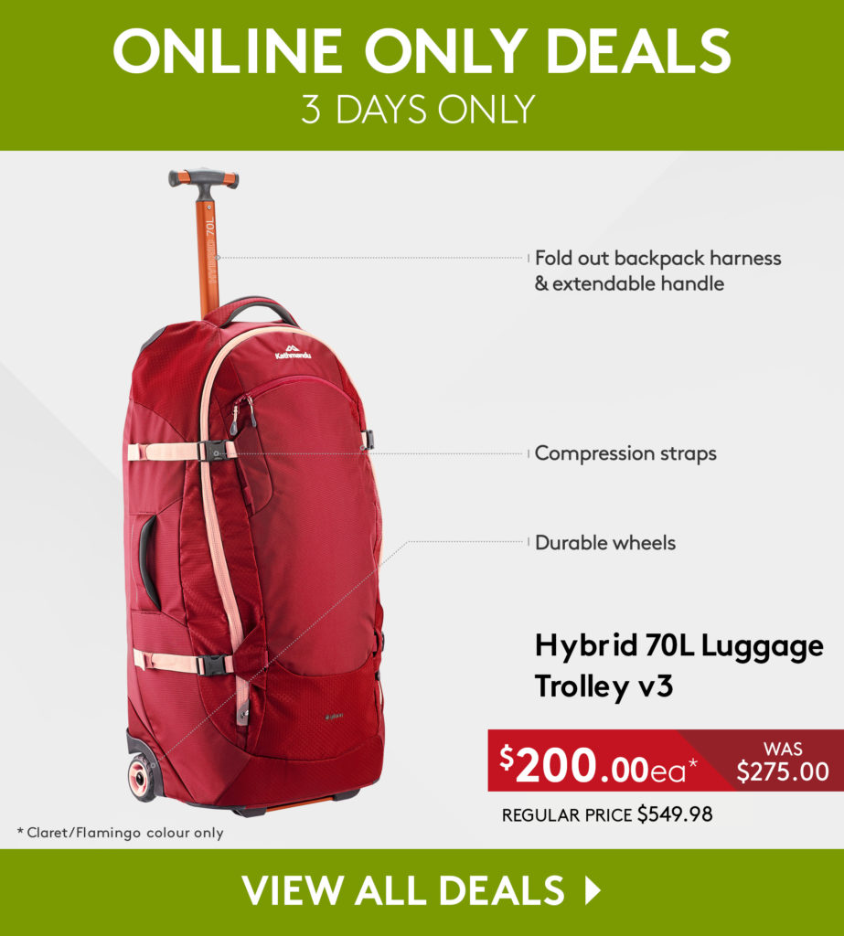 Hybrid 70L Luggage Trolley v3 Now $200.00 (*Claret/Flamingo only) (Was $275.00)