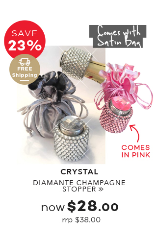 FREE Shipping for all your Christmas Shopping!  Crystal Diamante Champagne Stopper with Satin Bag NOW $28.00 (RRP $38.00)