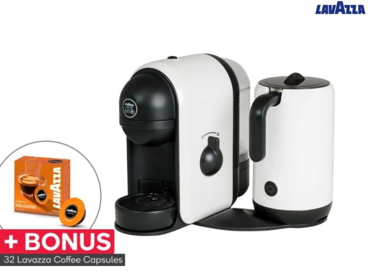 Black Friday Starts NOW! Lavazza Minu Caffe Latte Coffee Capsule Machine with Milk Frother +32 BONUS Capsules ONLY $89 (RRP $169)