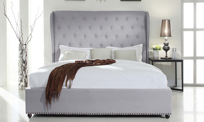 From $439 for a Vintage-Style Wing Upholstered Bed Frame