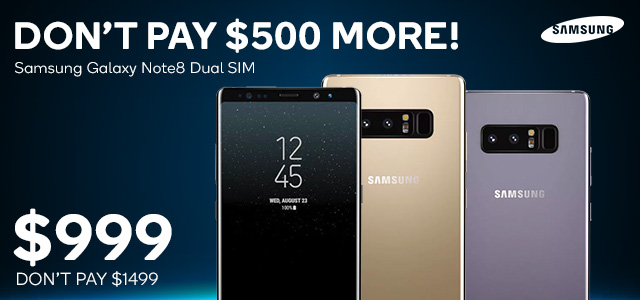 C Y B E R M O N D A Y Starts Now | Samsung Galaxy Note8 Dual SIM (64GB, Midnight Black) NOW $999. Don’t Pay $1,499