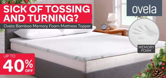 Ovela Bamboo Memory Foam Mattress Topper (Single) NOW $49 + FREE SHIPPING (Was $79)
