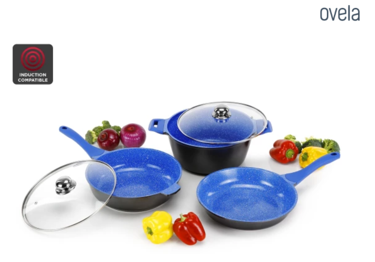 NEW Deals at Hot Prices! Ovela 5 Piece BlueStone Non-Stick Induction Cookware Set NOW $49 + Delivery