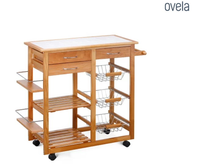 0% Interest – Get It NOW, Pay After Christmas! Ovela Ceramic Top Kitchen Storage Trolley & Workbench ONLY $59 + Delivery (Was $99)