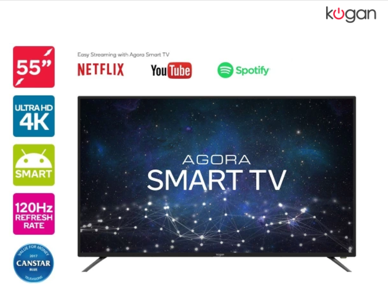 0% Interest – Get It NOW, Pay After Christmas! Kogan 55″ Agora Smart 4K LED TV ONLY $499 + Delivery