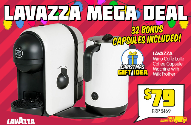 Lavazza MEGA Deal | Lavazza Minu Caffe Latte Coffee Capsule Machine with Milk Frother +32 BONUS Capsules ONLY $79 + Delivery (RRP $169)