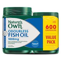 Nature’s Own Odourless Fish Oil Capsules 1000mg 600 Exclusive Pack ONLY $19.99