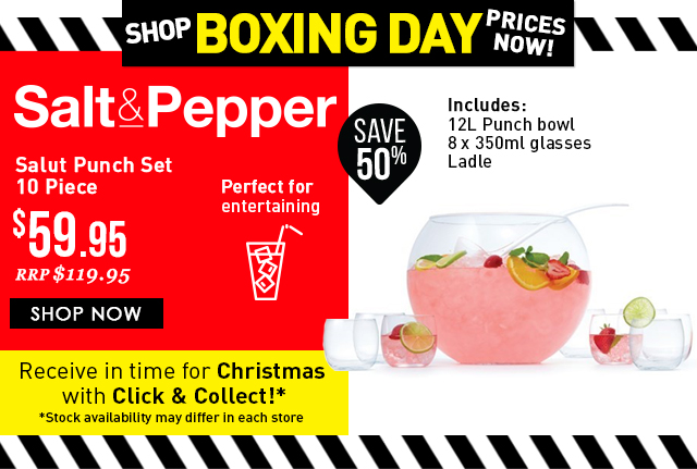 Shop Boxing Day NOW! Up to 70% off | Salt & Pepper Salut Punch Set 10 Piece ONLY $59.95 (RRP $119.95)