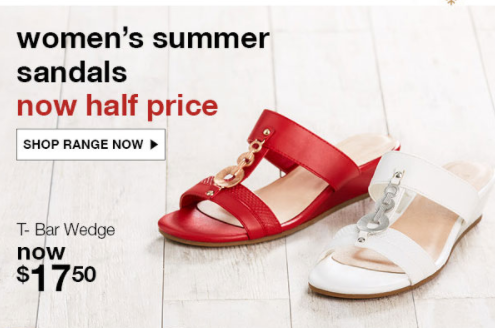 Slide into summer sandals, now 1/2 price. FROM $17.50