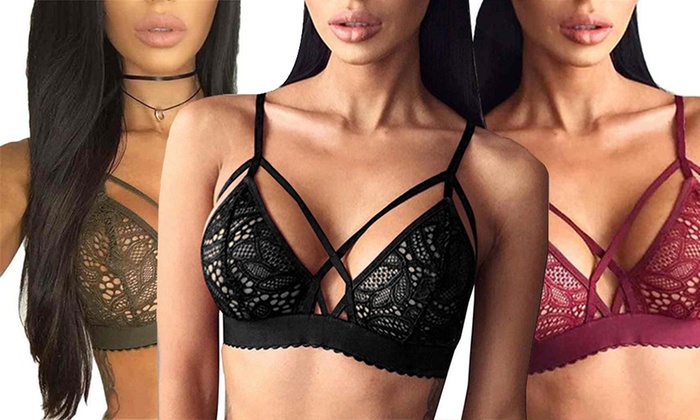 Floral Lace Bralette Bra Tops: Two ($15) or Three ($19)