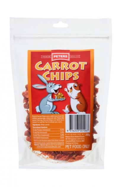 PETERS PURE ANIMAL FOODS | Peters Carrot Chips 200g ONLY $7.99