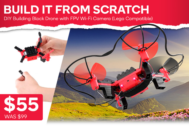 DIY Building Block Drone with FPV Wi-Fi Camera (Lego Compatible) $55