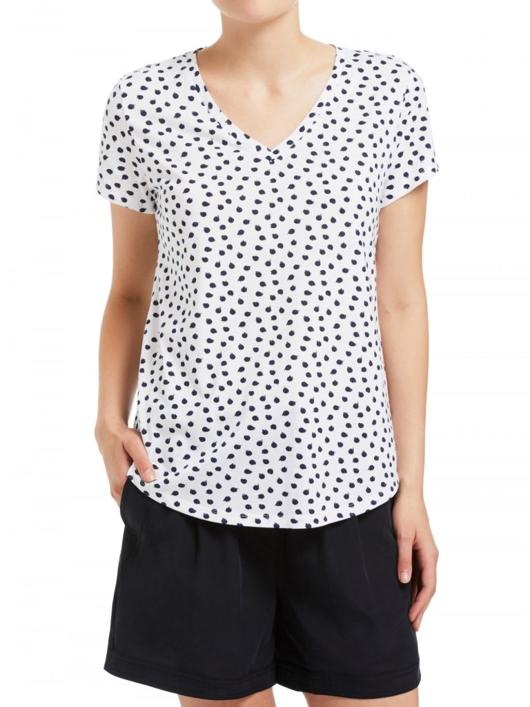 White Paint Spot V Tee  $39.95