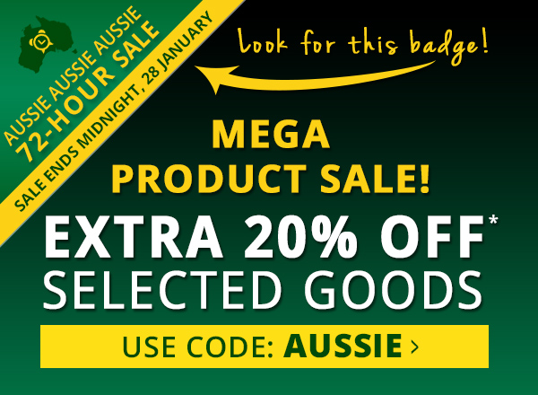 EXTRA 20% OFF over 100 HOT PRODUCTS – Use Code: AUSSIE – Ends Sunday!
