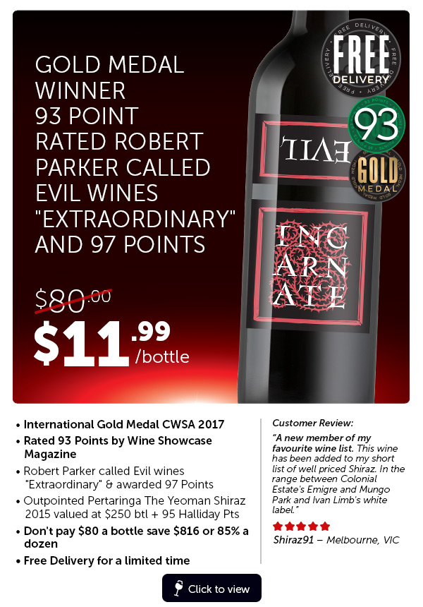 Don’t Pay $80, $11.99 Delivered. 93Pt Gold Medal Shiraz Plus Cab Sav.