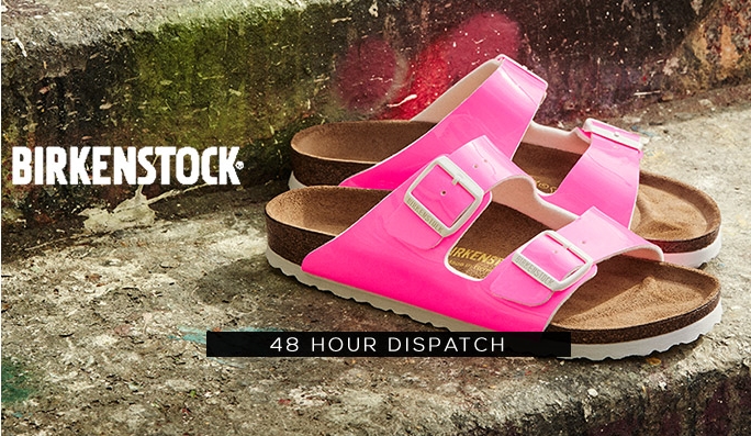 Birkenstock Arizona Birko-Flor Patent Neon Pink Narrow Width $79.00
