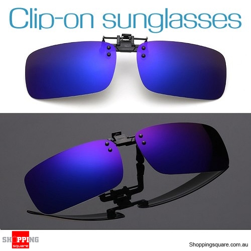 Mens & Womens Polarized Flap Up Clip-on Mirror Sunglasses with UV 400 Protection Blue Colour only $2.95 (Was: $10.95)