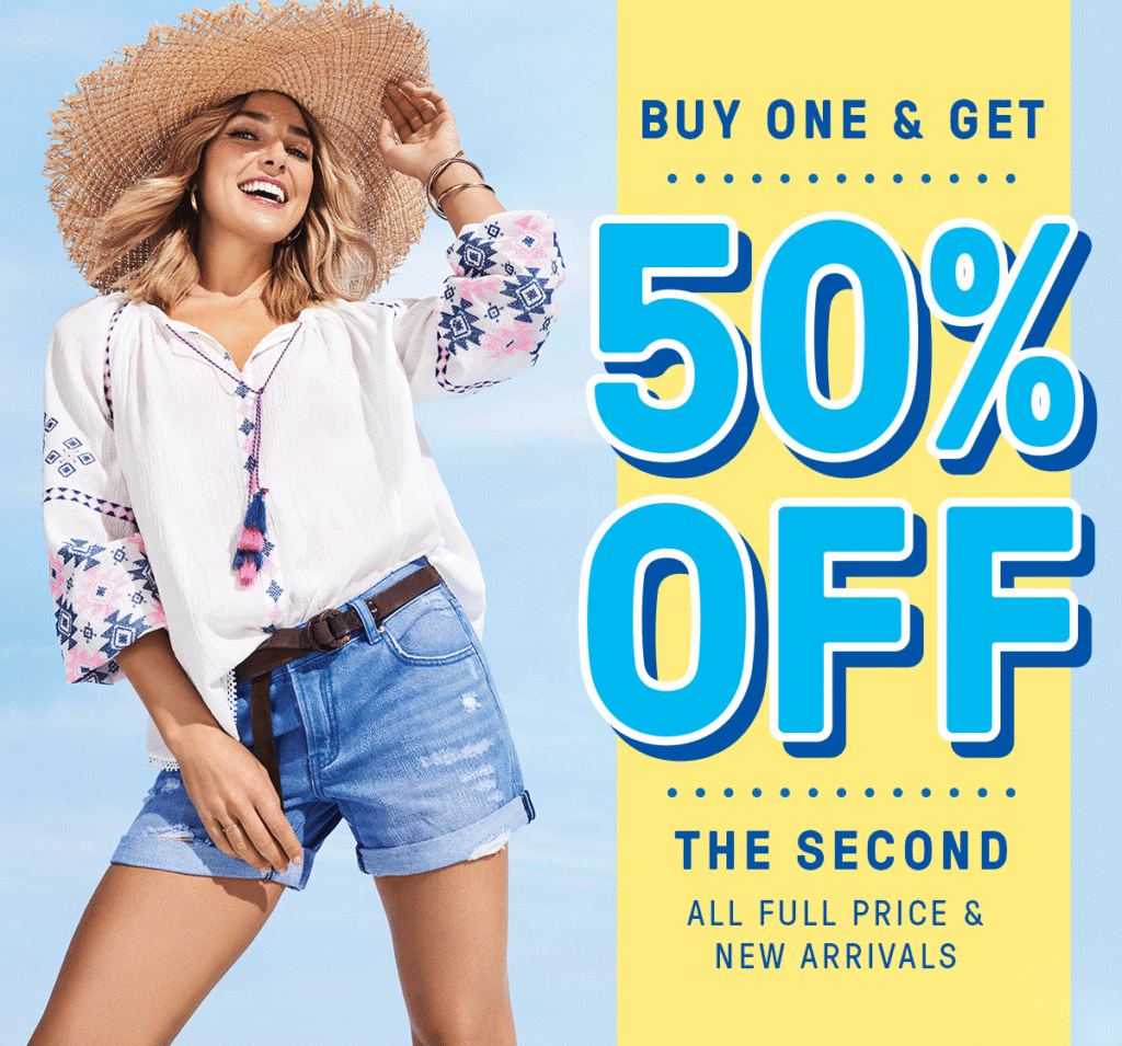 Buy 1 get the 2nd 50% off your next Summer outfit!