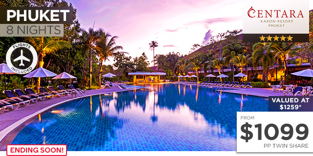 PHUKET: 8 Nights at the Centara Karon Resort Phuket Including Flights for Two $2,198