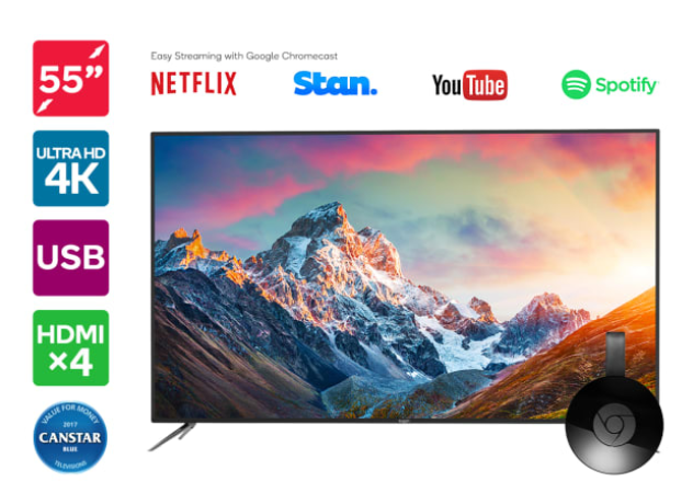 PRICE DROP: Kogan 55″ 4K LED TV (Series 8 KU8000) including Google Chromecast $549 + Delivery