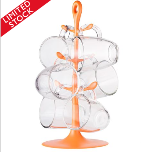 Kitchenware Sale | Bodum Bistro Orange Mug Tree Set 7pce Peter’s Price: $30.00 (RRP:$75.00)