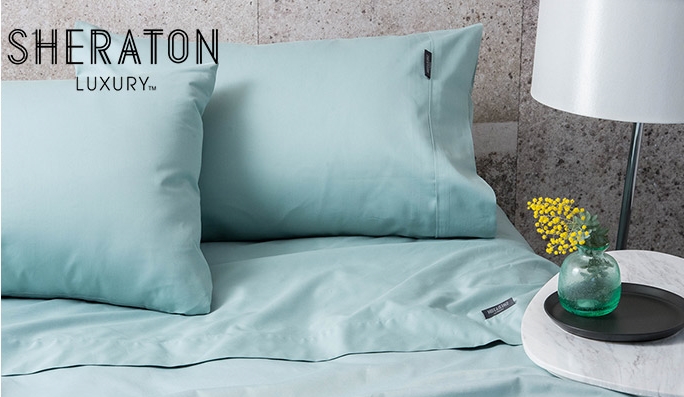 Sheraton 1000 Tc Cotton Rich Double Bed Sheet Set Soft Blue $69.00