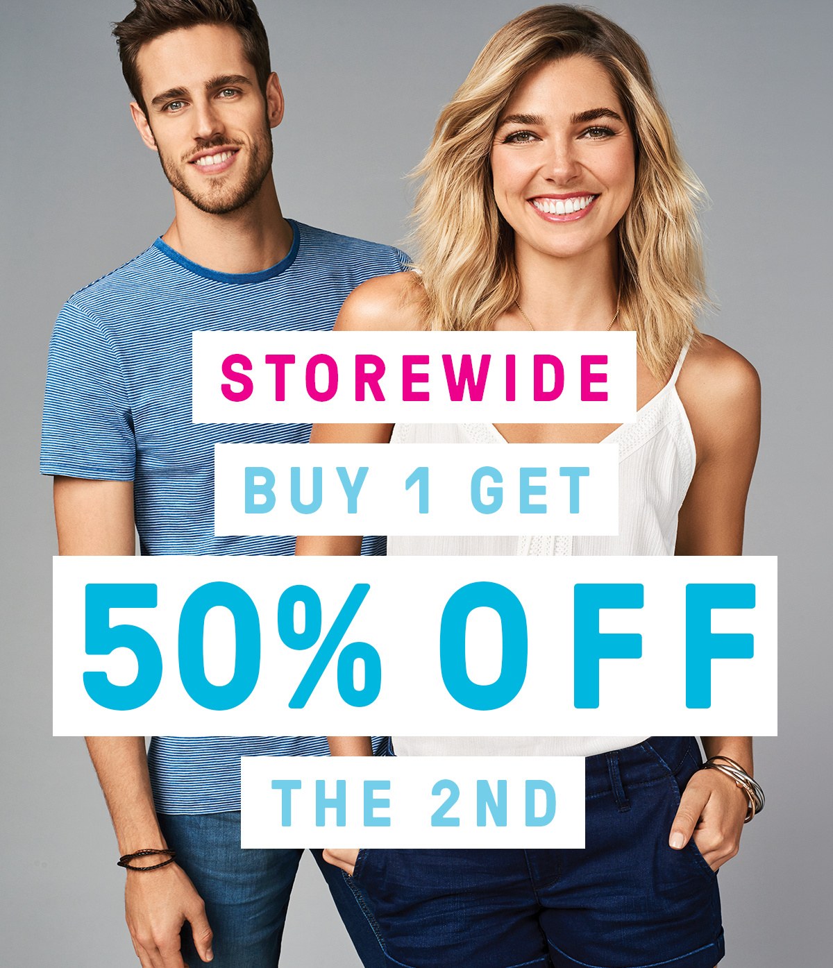 The FINAL countdown to shop buy 1 get the 2nd 50% off!